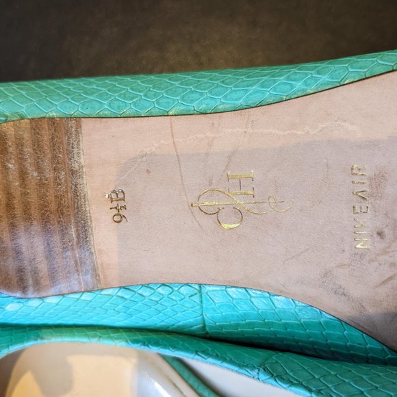 Cole Haan Womens NikeAir Mint Green Leather Snakeskin High Heel Pumps Sz 9.5  B - Picture 4 of 6
